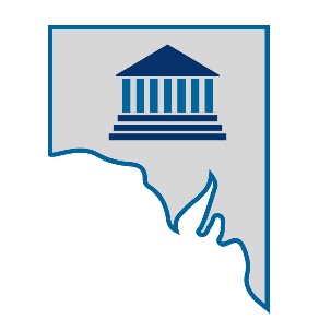 A map of South Australia with a government icon on it.