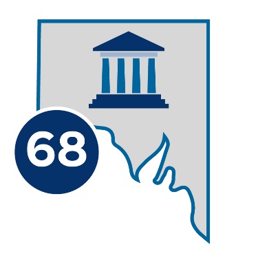 A map of South Australia with a government icon on it. The number 68 is next to the map.